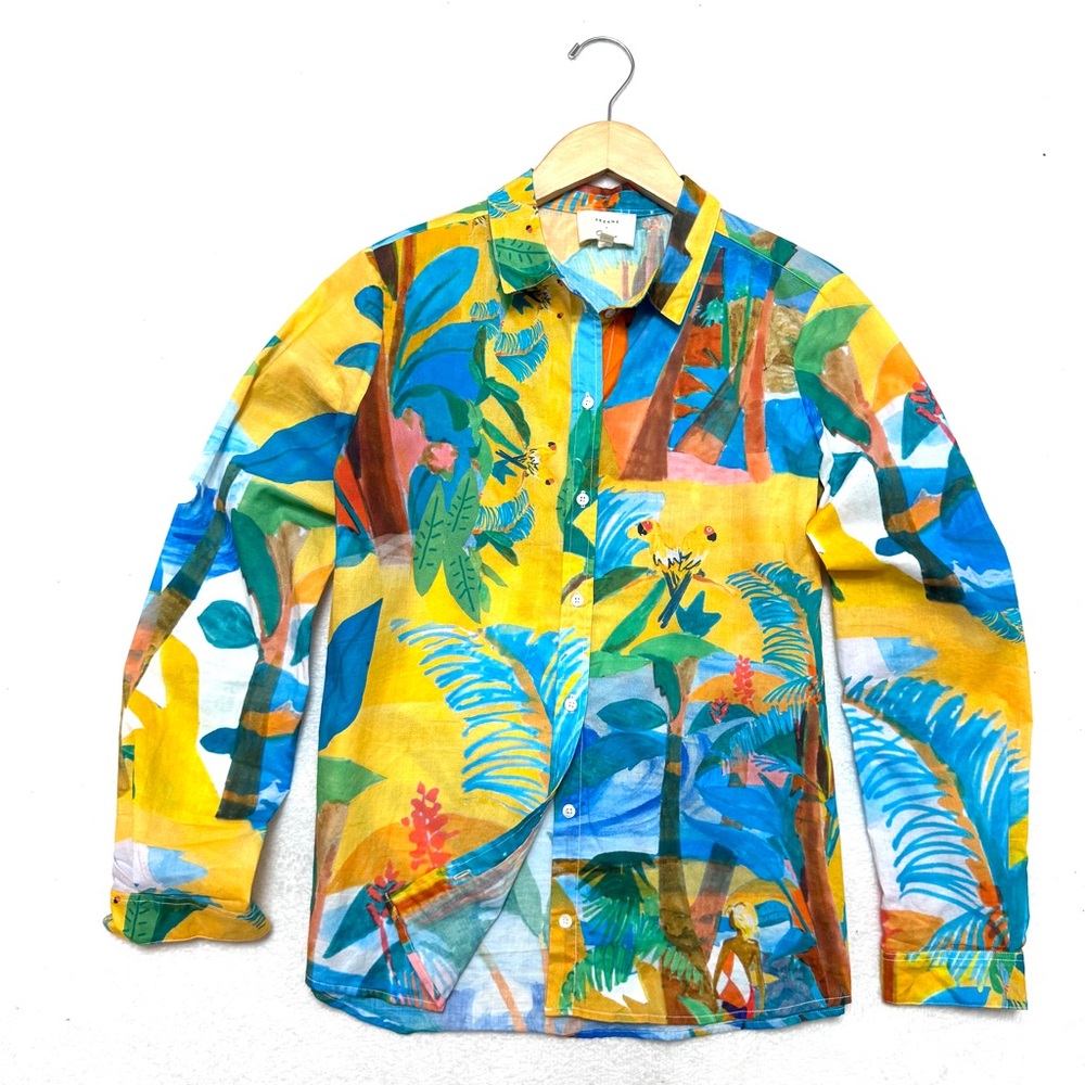 Sezane Multicolor Tropical Button Down Shirt